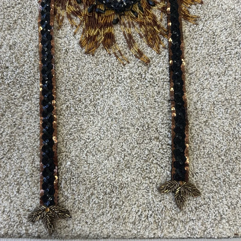 Gypsy Renaissance Black Feather Masquerade Mask Bead Garland Gothic Boho Big 48
